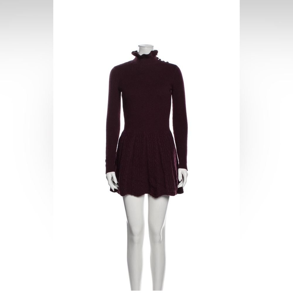 See by Chloe Burgundy Patterned Mini Dress Size XS